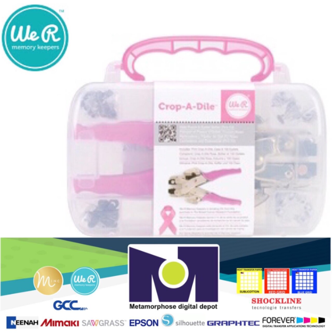American Crafts TOOL - WeR Memory Keepers - CROP-A-DILE PINK - WITH CASE 70908-4